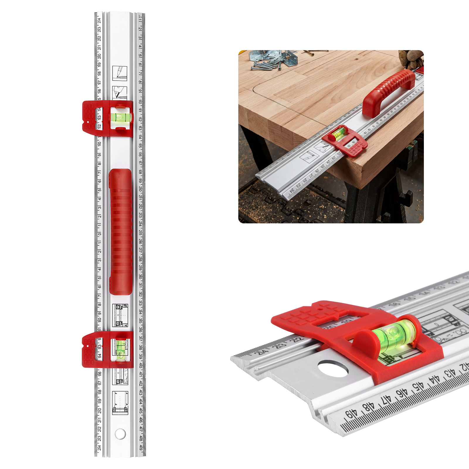 Home Improvement Guide - Alüminyum Seviye Cetveli Kayar Kılavuzlu İşaretleme
