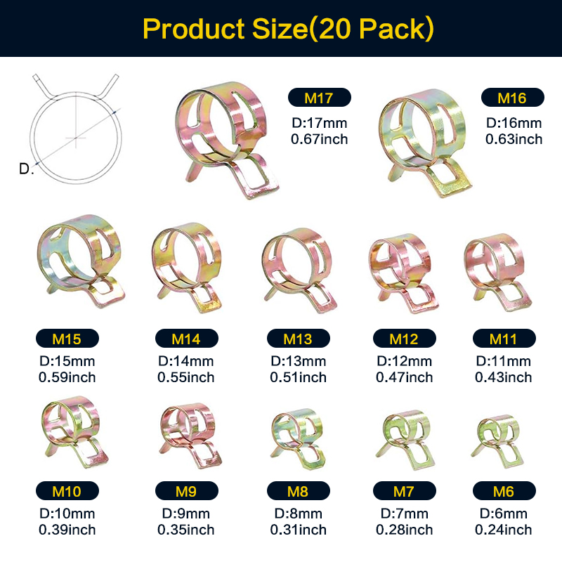 20 adet 6-17mm yaylı hortum ke - Hose Clamp Assorted incelemesi ve fiyatı